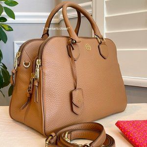 🔥Like NeW! Tory Burch Triple Zip Pebbled Leather Satchel